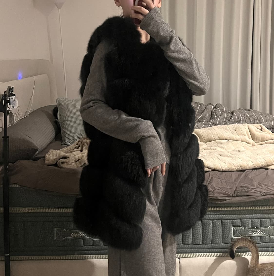 블랙 사가폭스 7단 퍼베스트 sagafox 폼폼이 상품이미지5