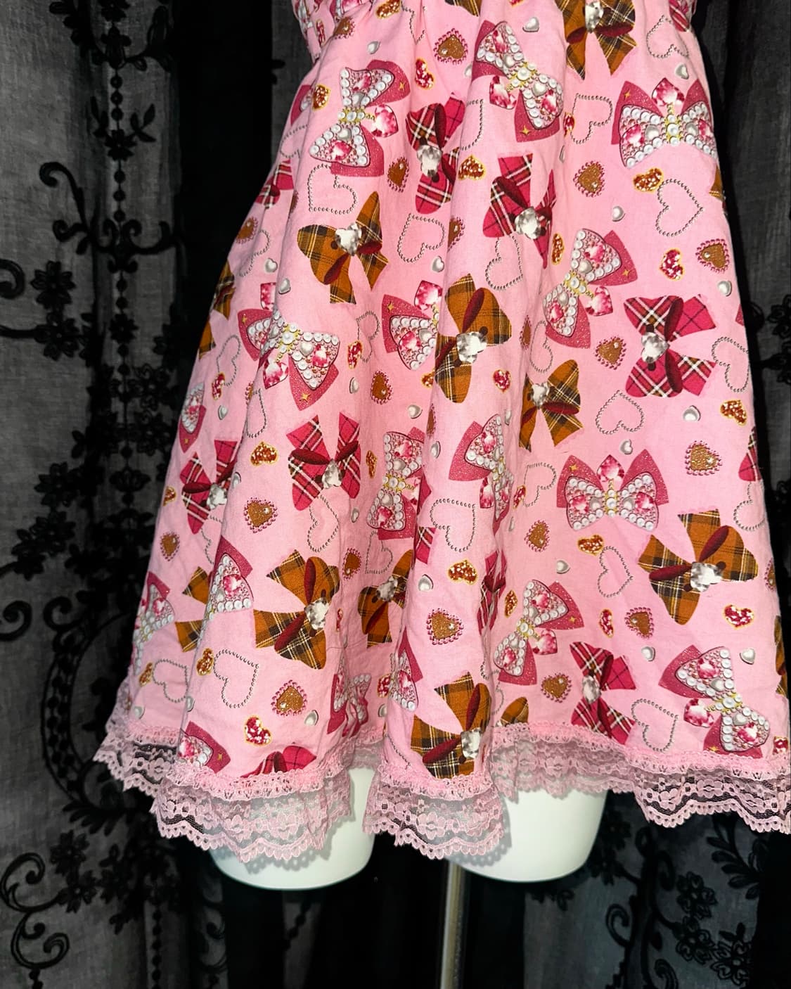 pink ribbon graphic lace dress 상품이미지2
