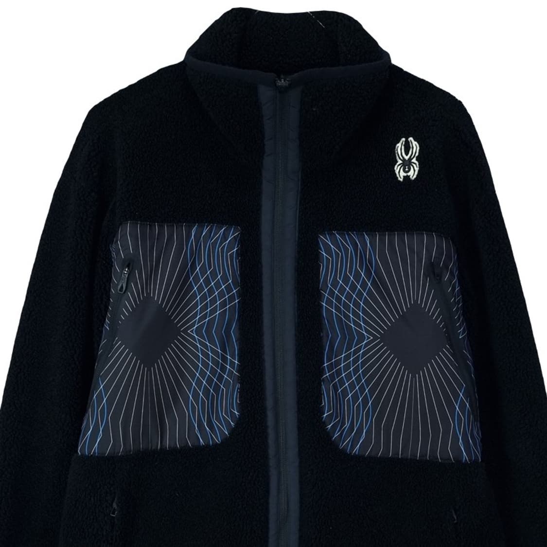 [스파이더]그래픽 패치 오버핏 쉐르파 후리스 집업 자켓 블랙 M18115 상품이미지4