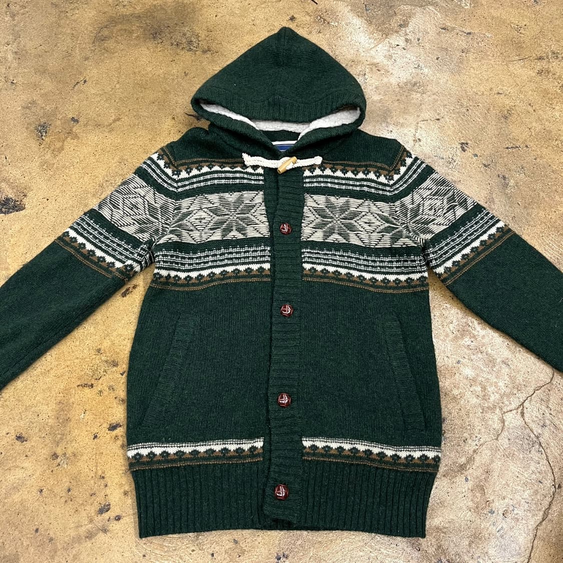 딥 그린 더플 떡코 후드 양털 니트 가디건  상품이미지3