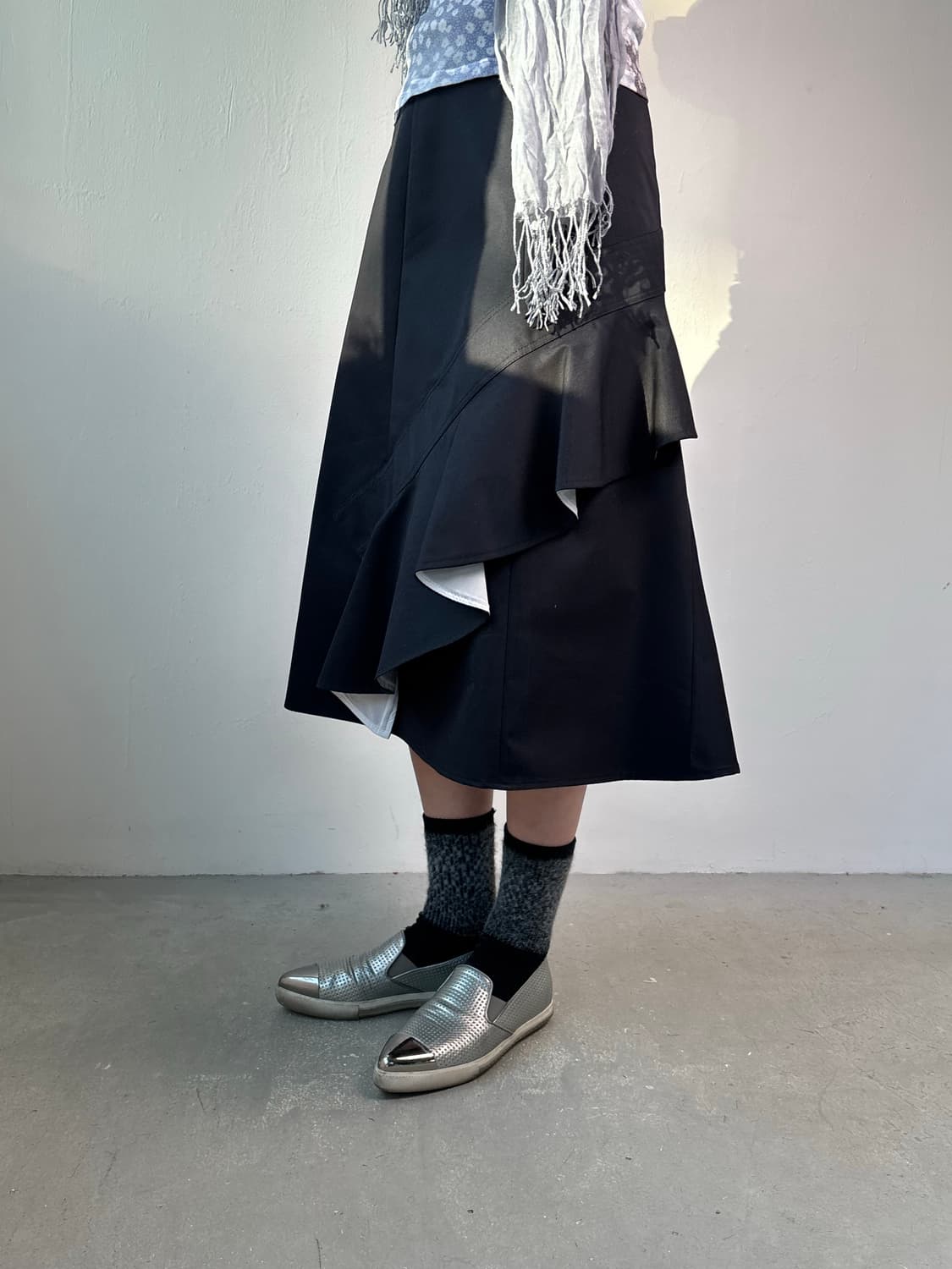 비대칭 드레이프 스커트 상품이미지3