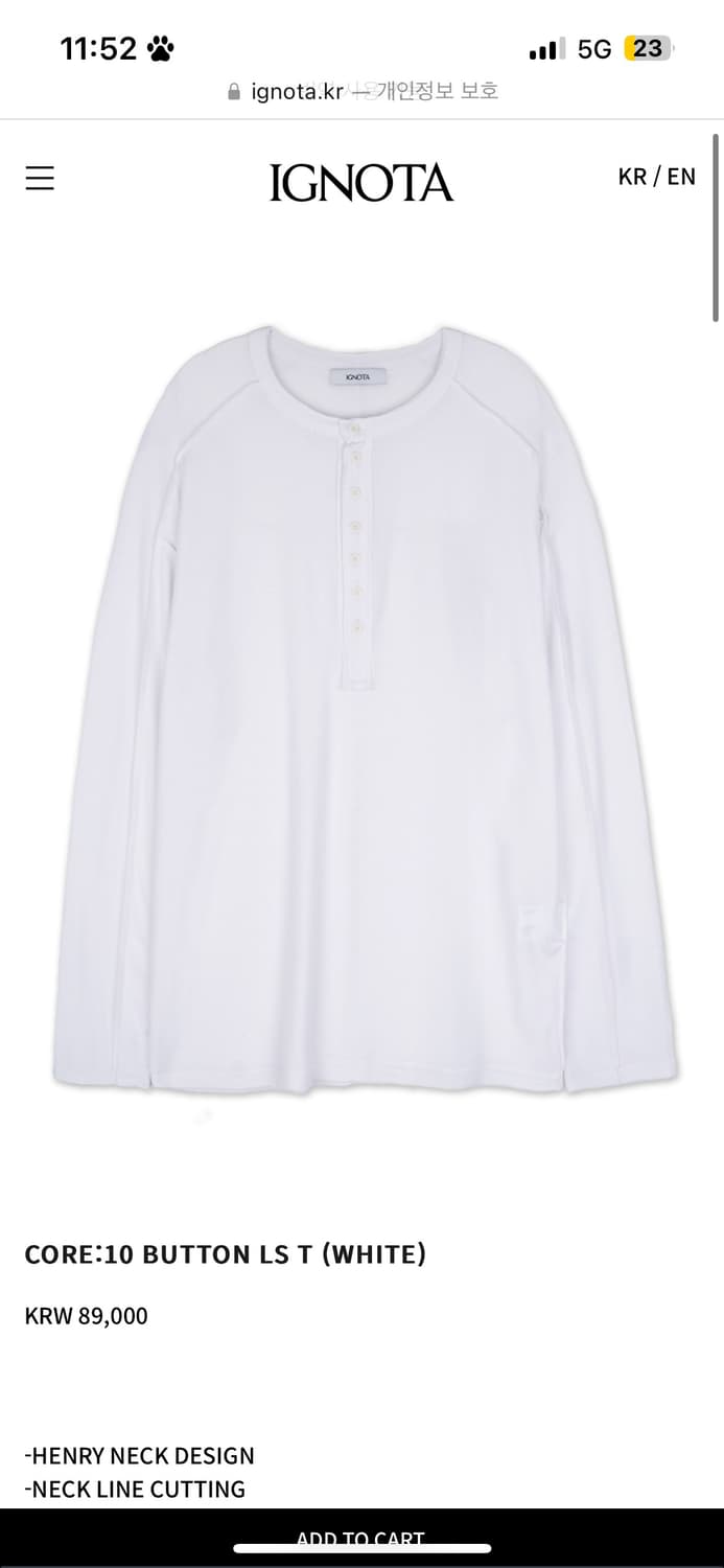 IGNOTA core:10 헨리넥 셔츠 상품이미지2
