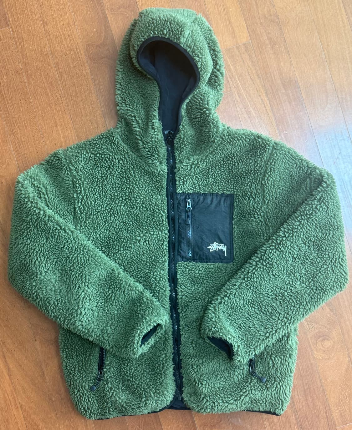 스투시 리버시블 쉐르파 자켓 올리브 (M) 상품이미지1