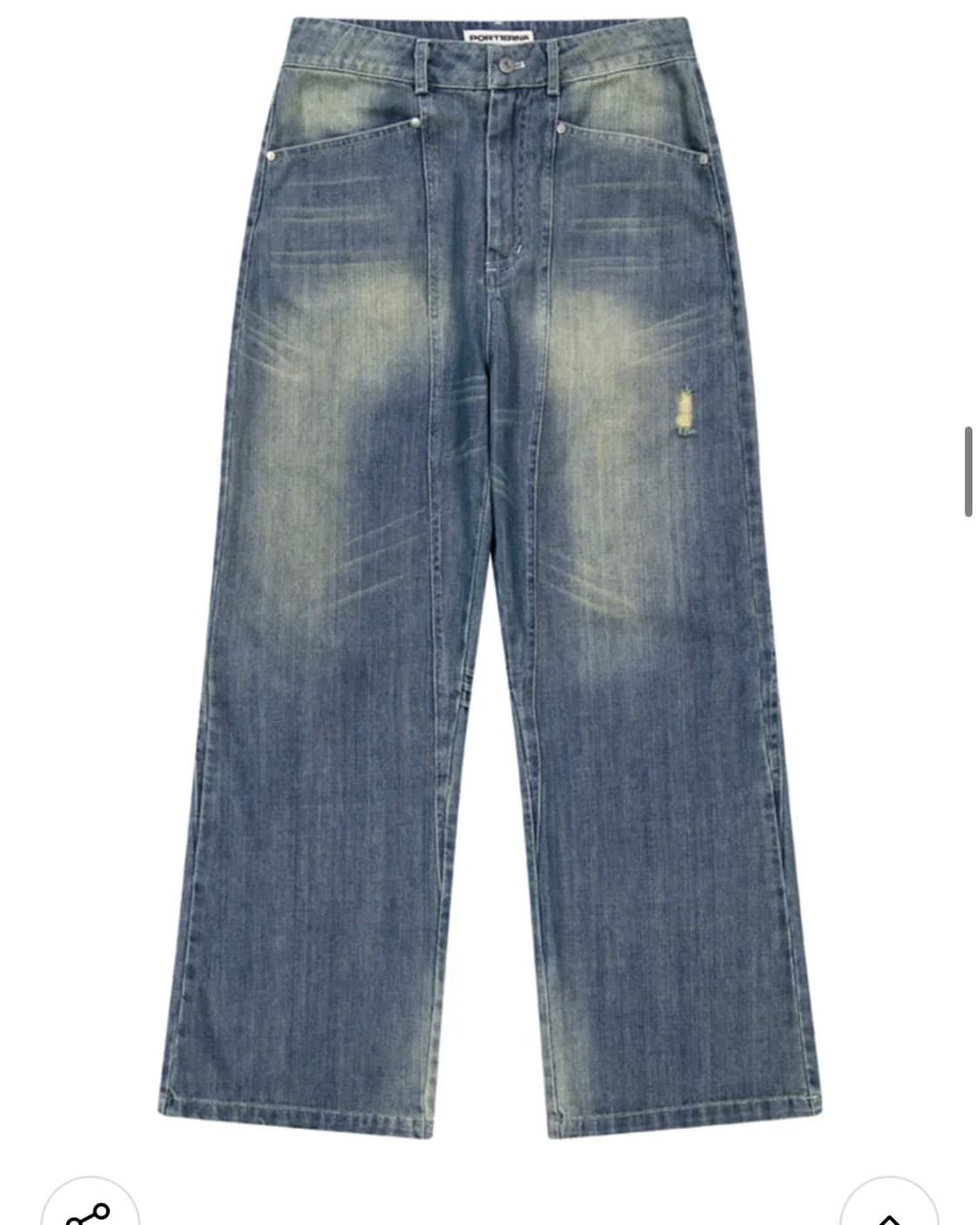 [1회 착용] 포르테나 CINCH BACK CURVED JEANS 상품이미지4