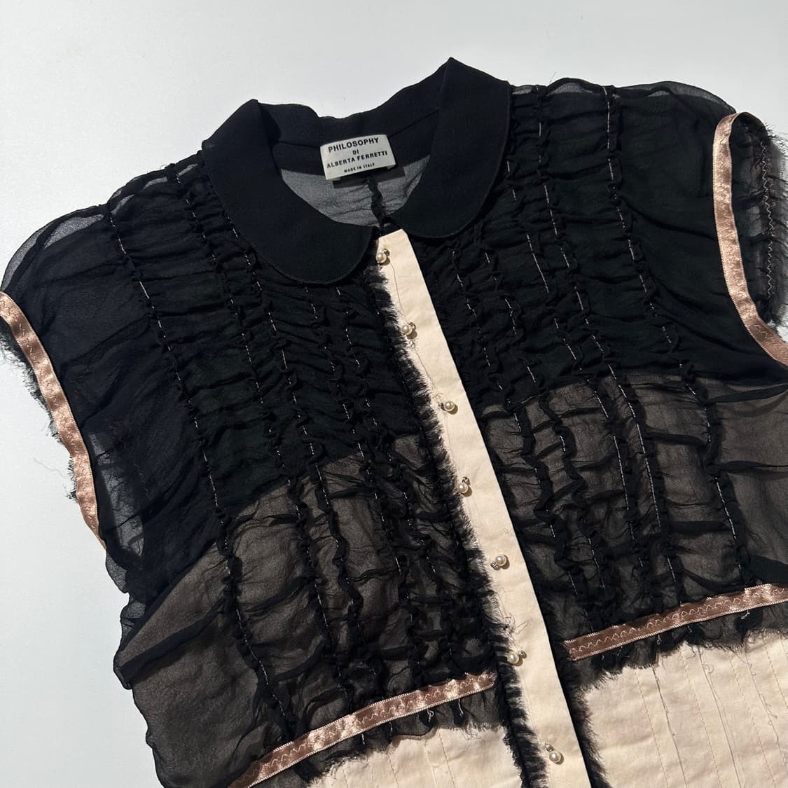 알베르타 페레티 시스루 슬리브리스 블라우스 상품이미지3