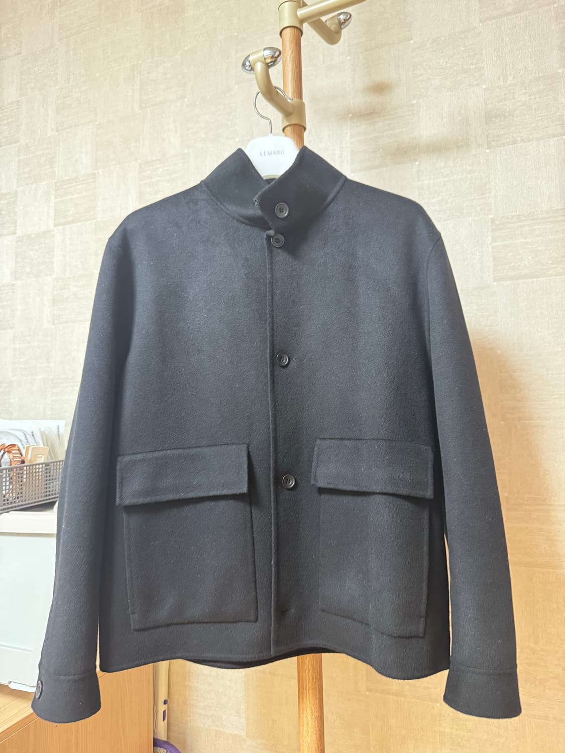 COS 더블페이스 울 퍼널넥 재킷 Black L 상품이미지4