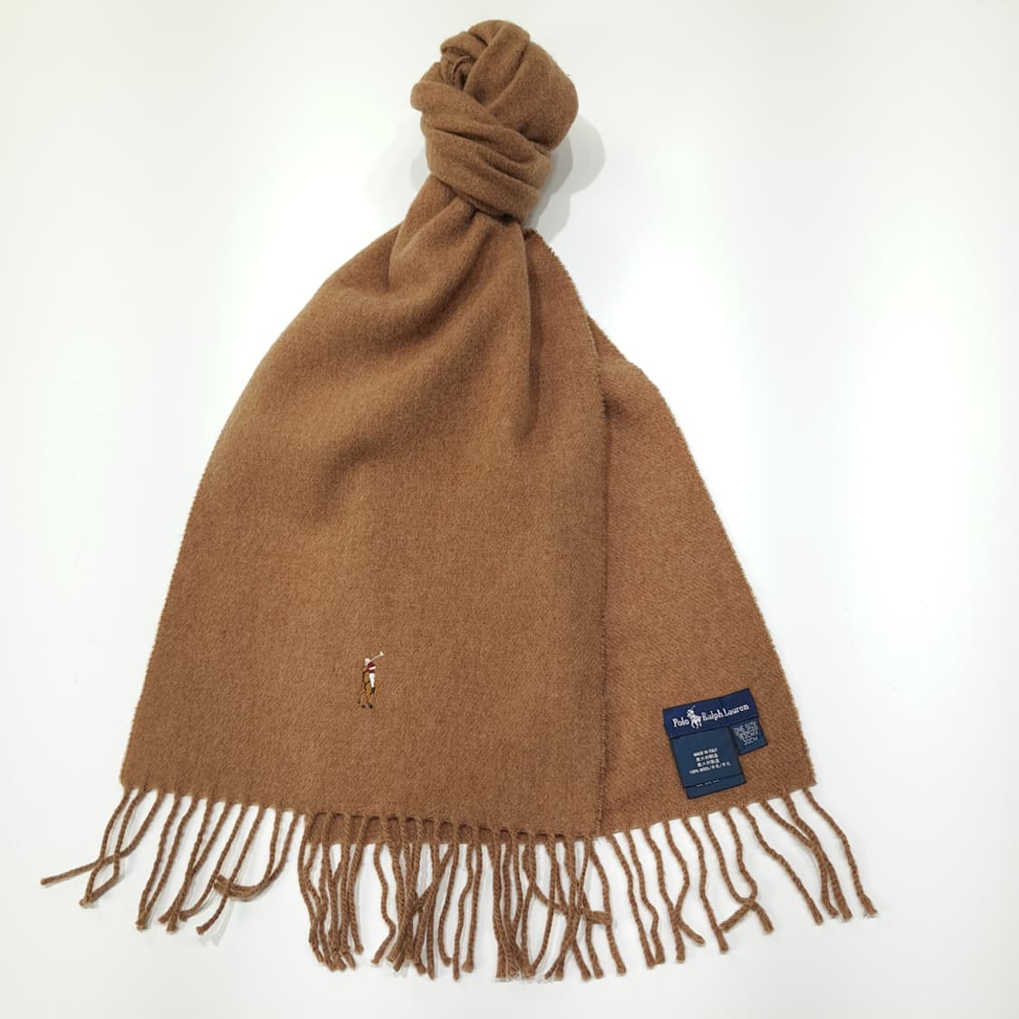 MX408 폴로 이태리판 울 포니자수 카멜 머플러 목도리 상품이미지2