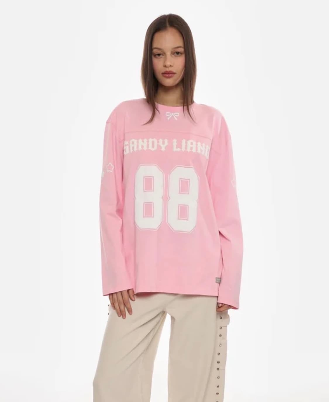 (XS,S,M) 샌디리앙 Princeton top 티셔츠 핑크 상품이미지1