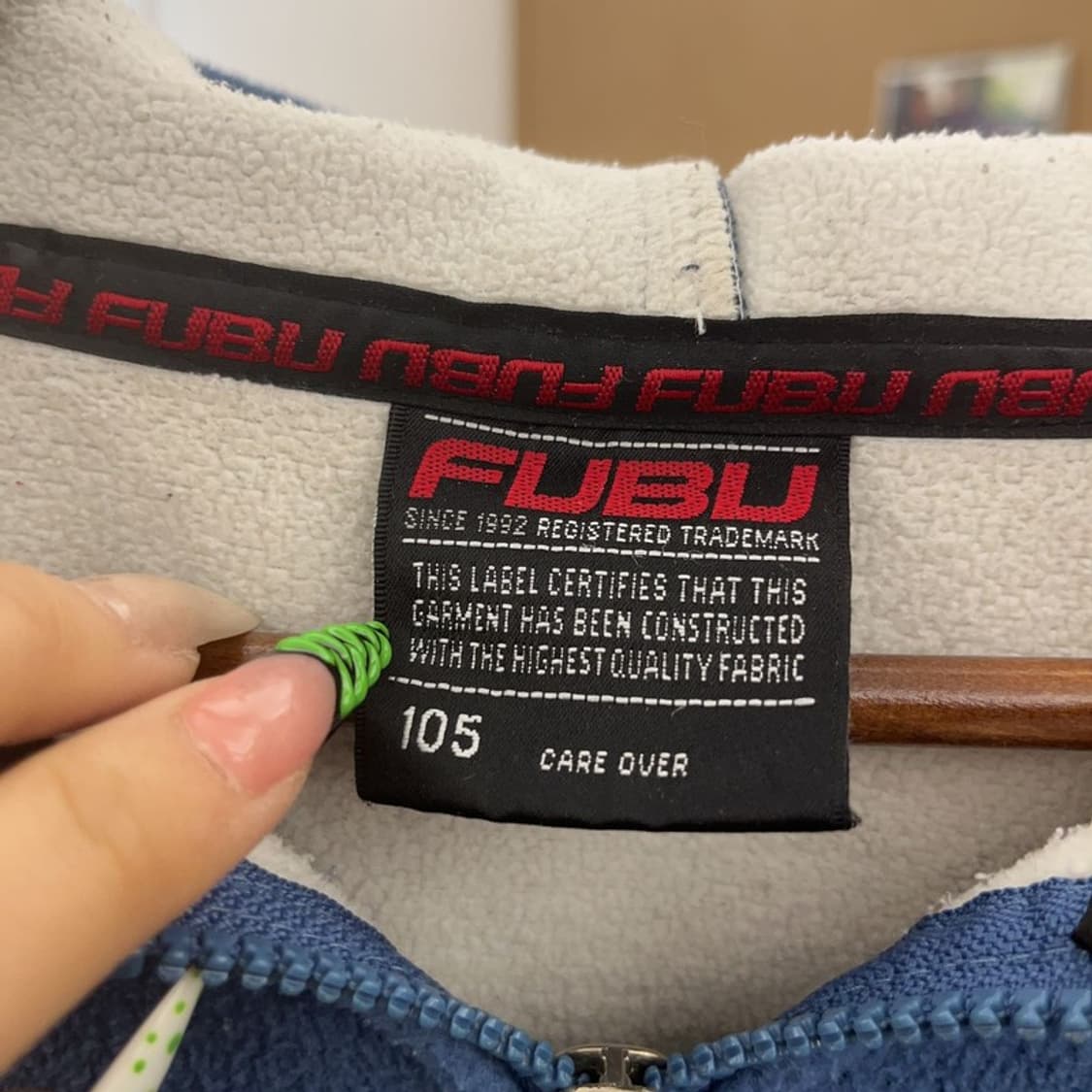 푸부 레트로 90's 딥블루 오버핏 후리스 후드집업 105 C09295 상품이미지5