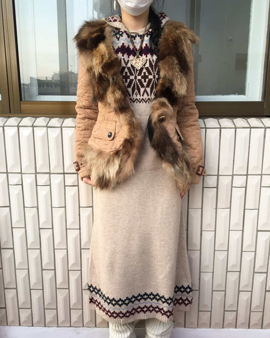 Belted fur trimming point jacket 상품이미지6