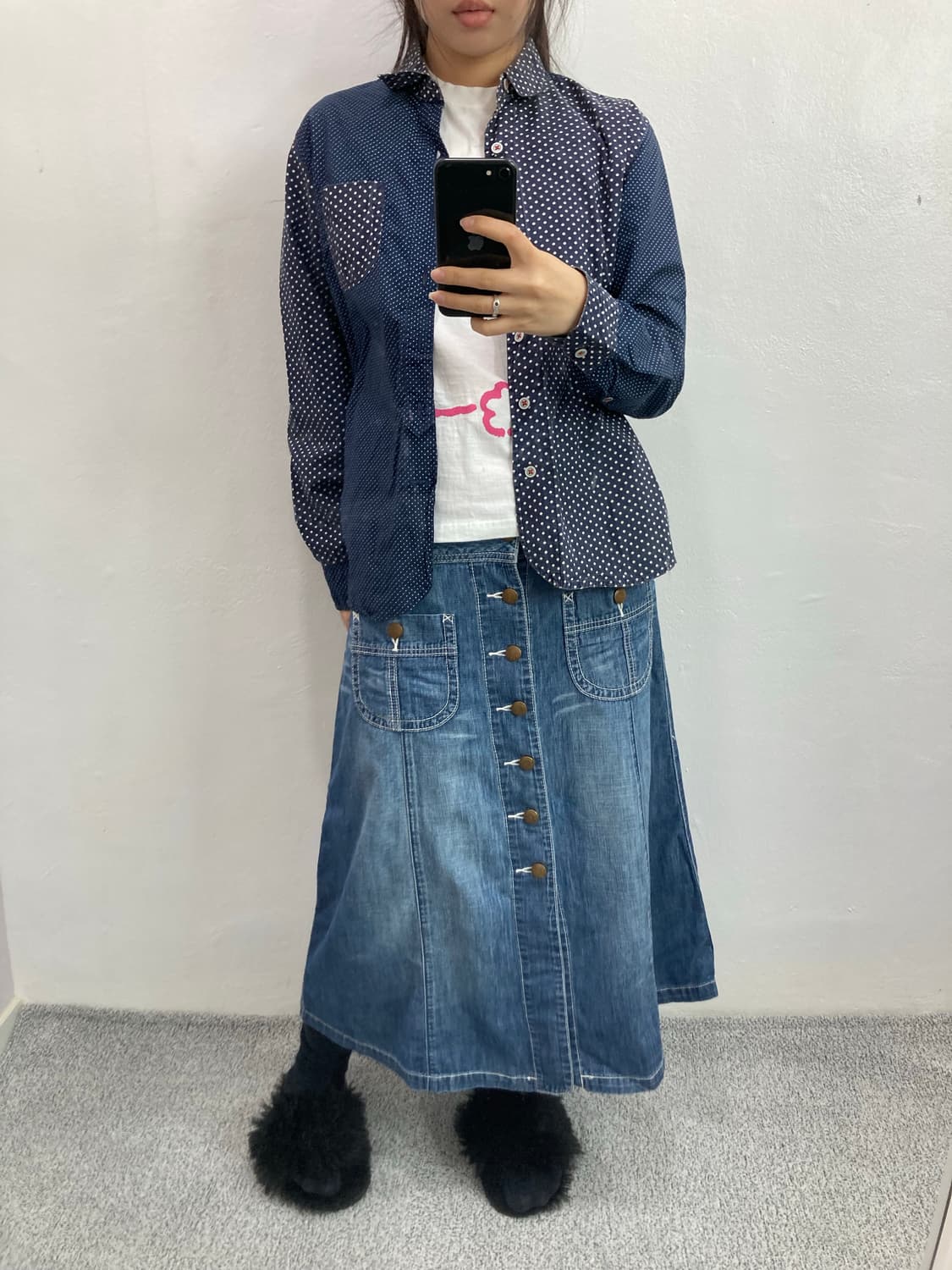 네이비 도트 셔츠 상품이미지3