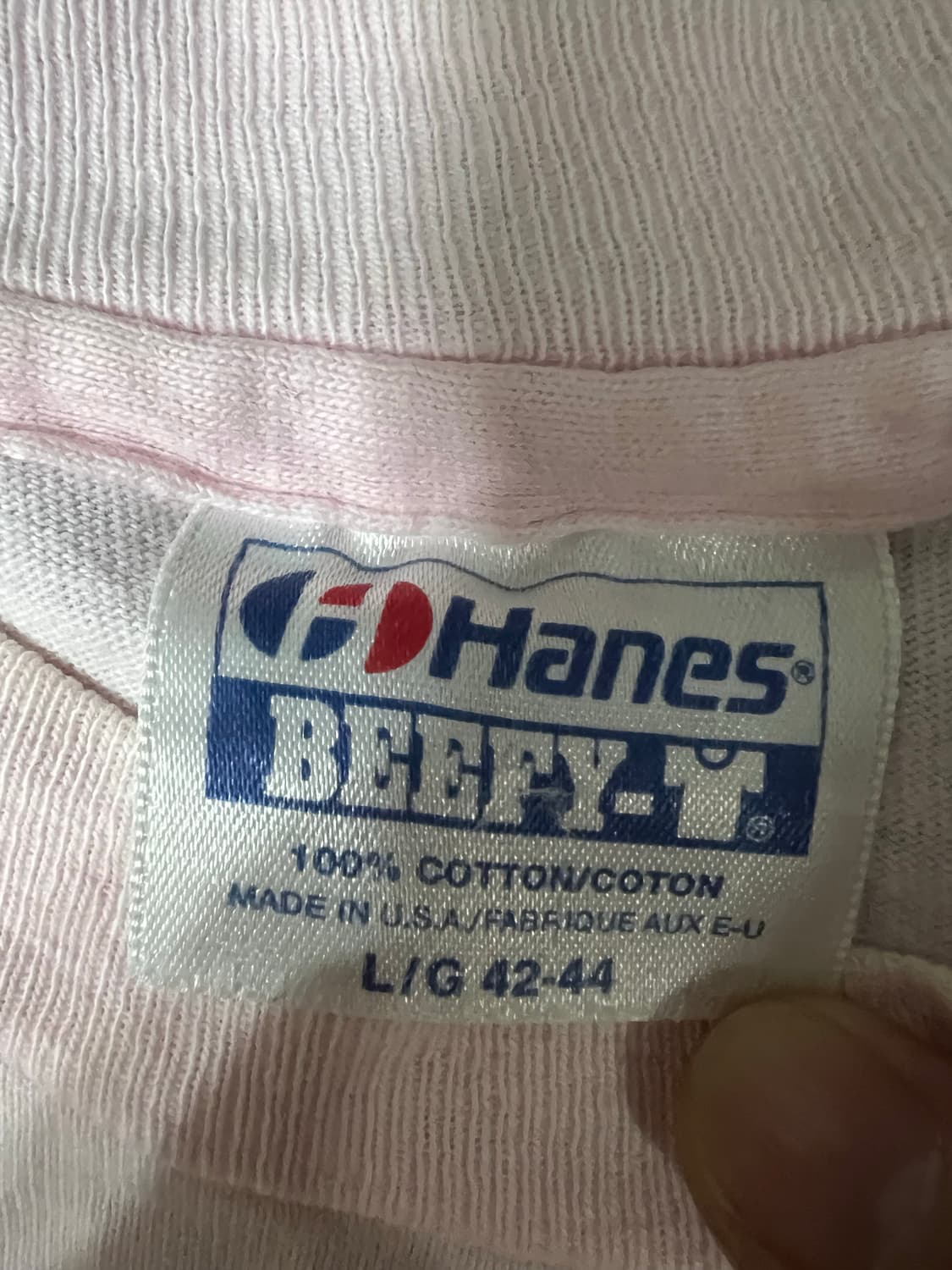 USA 헤인즈 연핑크 반팔 상품이미지2