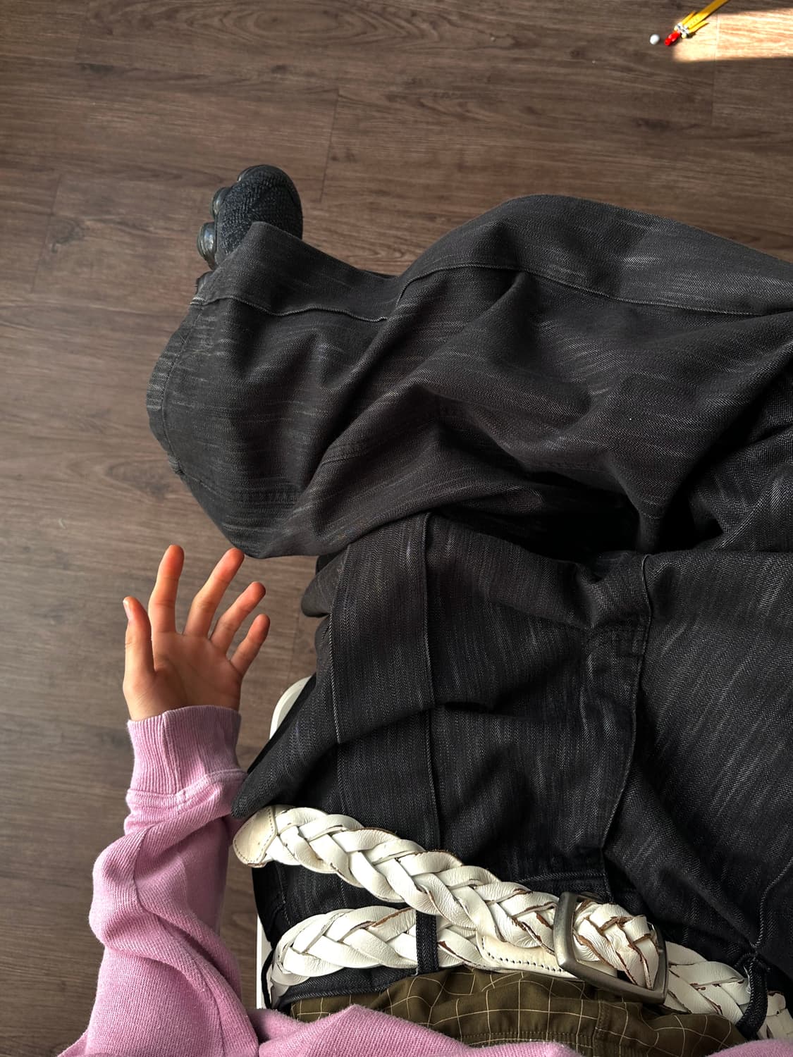 DNSR 버티컬 스트라이프 루즈 와이드 진 상품이미지1