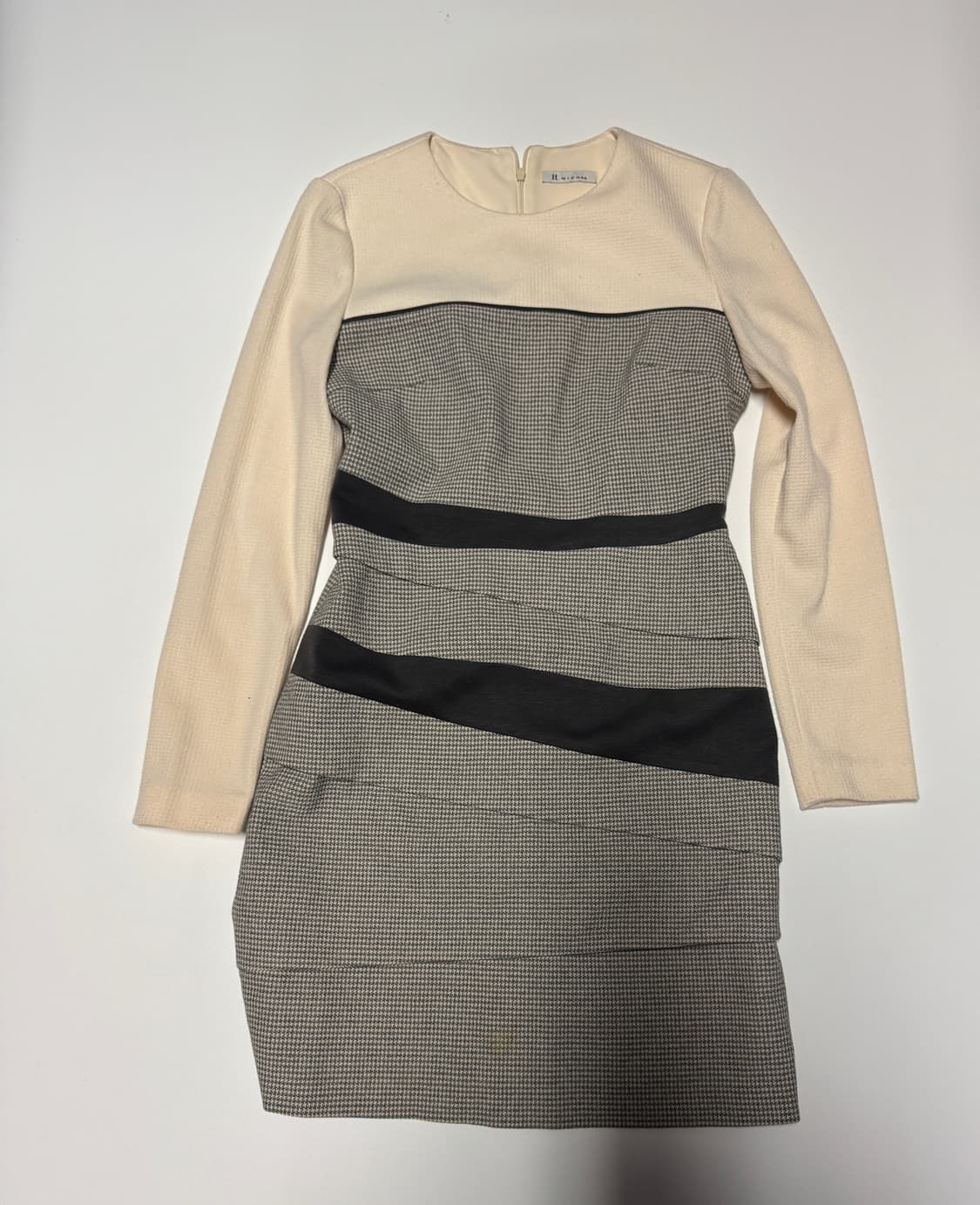 여성 잇미샤 텍스처 컬러 블록 원피스 55 상품이미지1