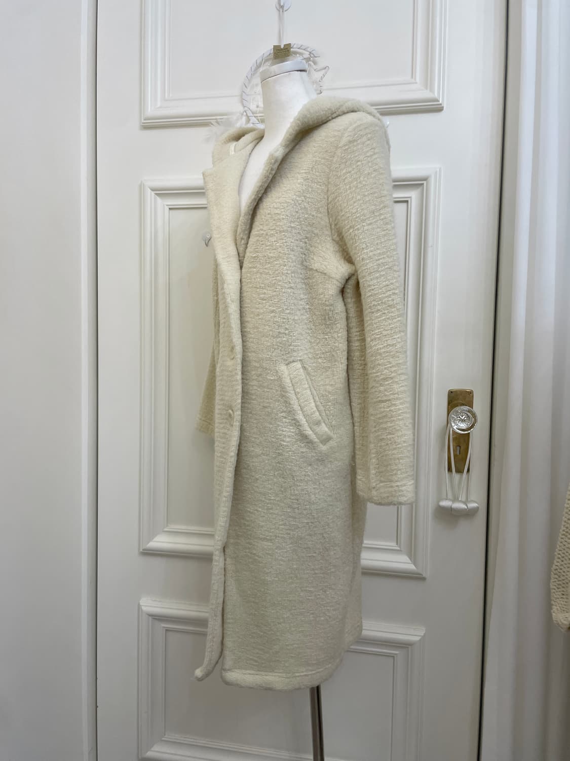 ivory long warm sweater hoodie jacket 상품이미지2