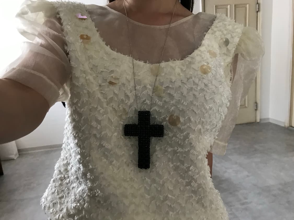 vintage ivory organza puff blouse 상품이미지4