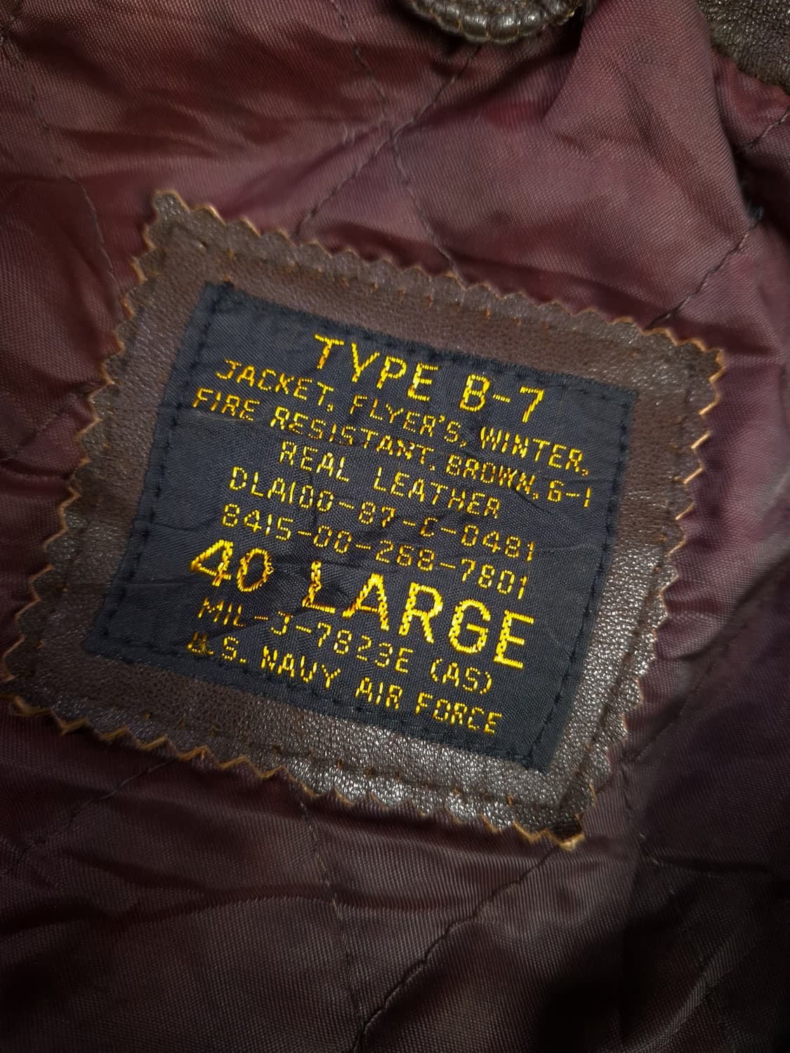 90's 국내산 일본판 빈티지 B-7 리얼레더 항공자켓 상품이미지4