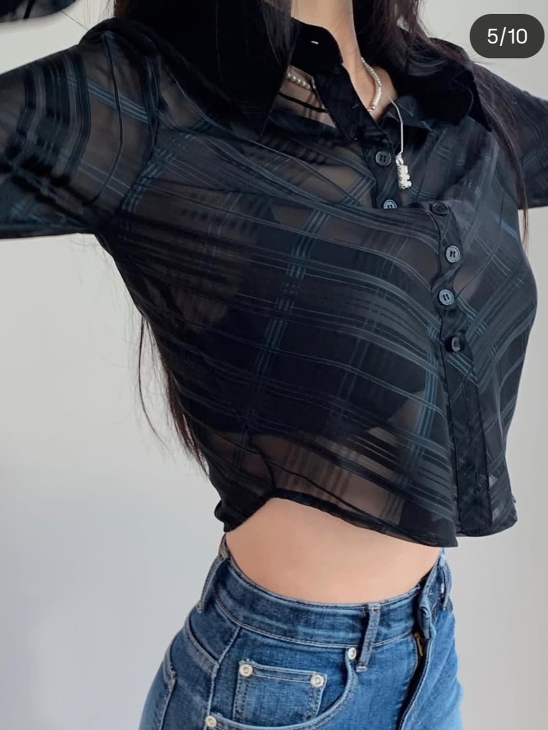 페일제이드 시스루 체크 셔츠 s 상품이미지4