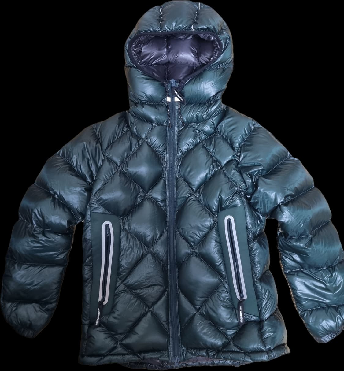 앤드원더 다이아몬드 스티치 다운 후디 그린 상품이미지1