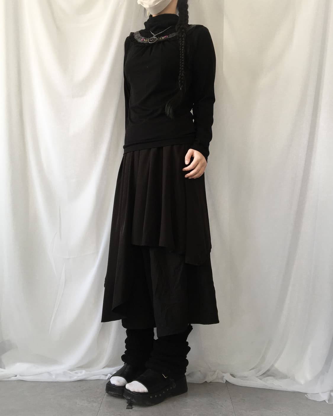 Axes femme lace point high neck sleeve 상품이미지6