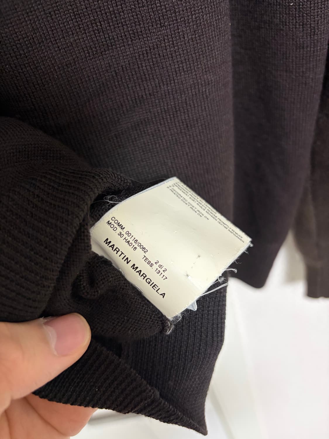 [M] 마르지엘라 백스티치 배색 브라운 니트 상품이미지4