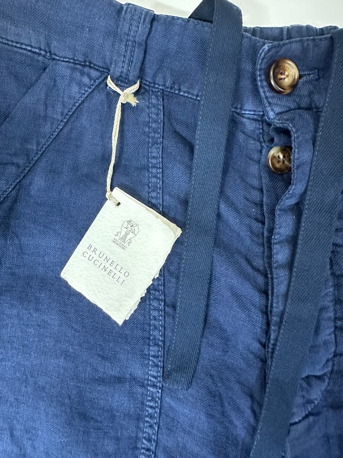 브루넬로 쿠치넬리 드로스트링 린넨 100% 팬츠 상품이미지3