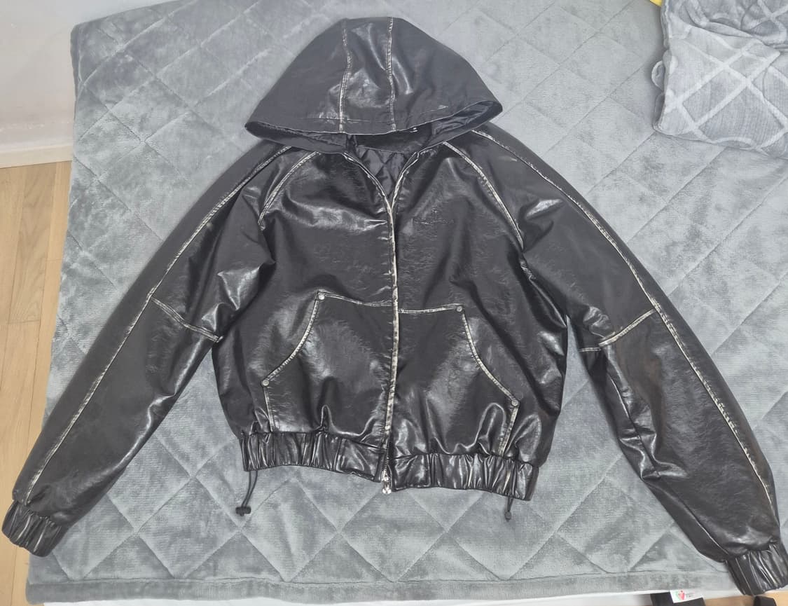 낫포너드 크롭 가죽 자켓 상품이미지1