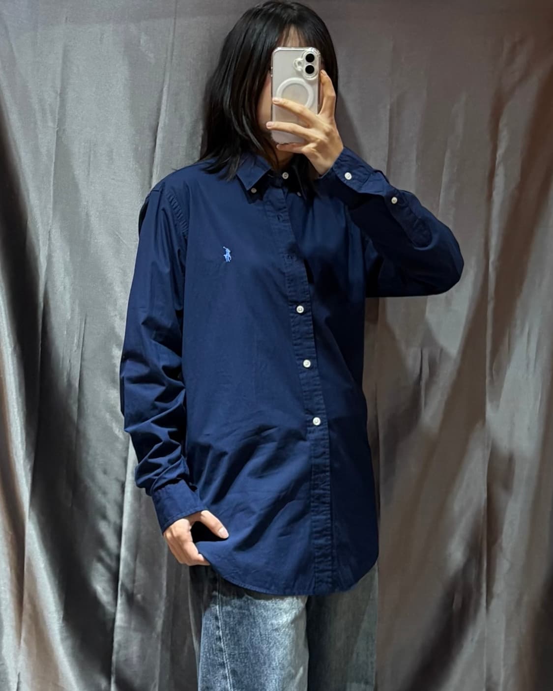 M 폴로랄프로렌 스카이블루 포니 네이비 셔츠 상품이미지1