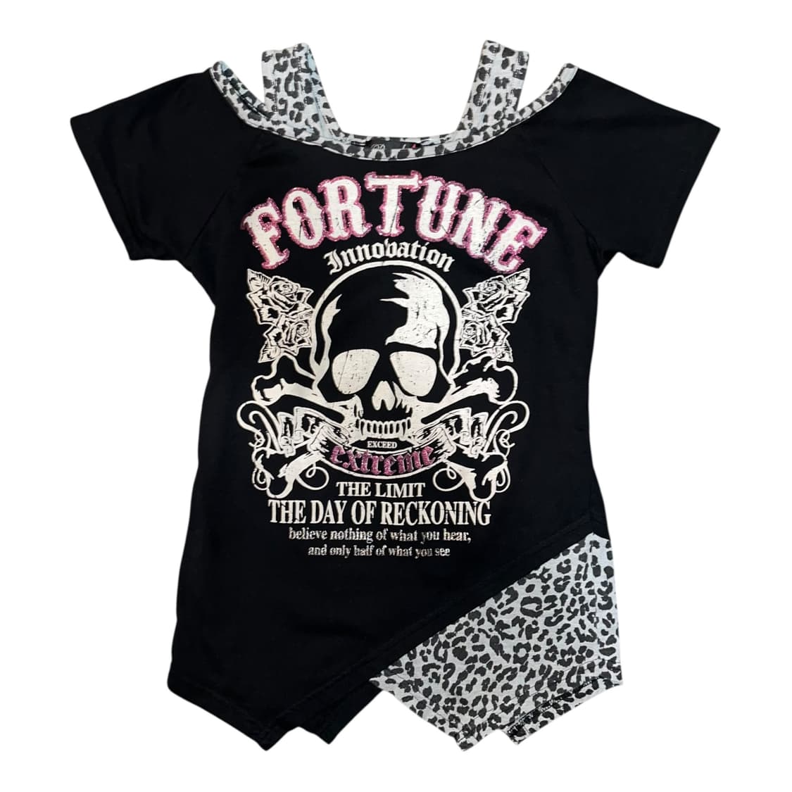 호피 포인트 글리터 프린팅 반팔티 펑크y2k갸루 상품이미지1