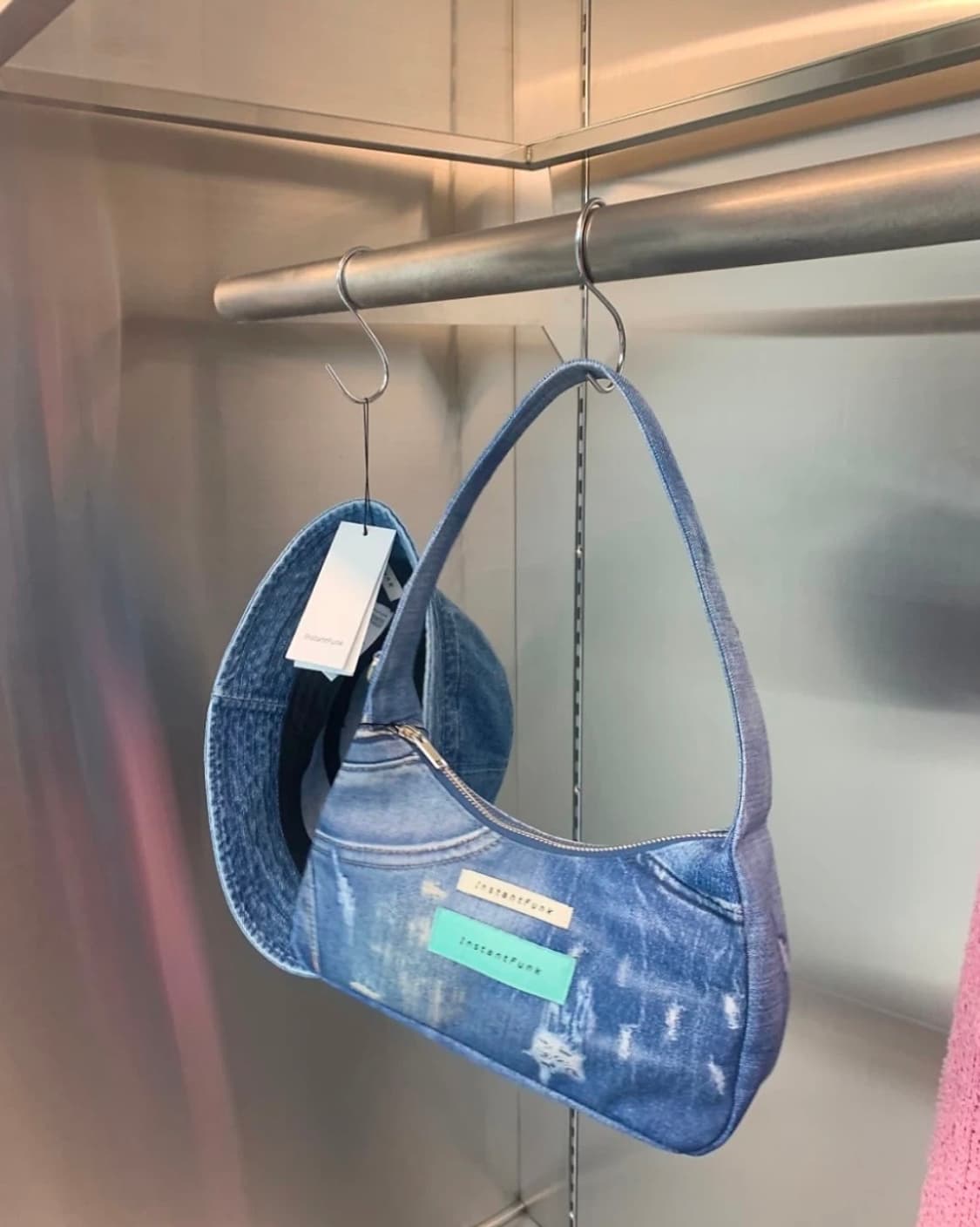 인스턴트펑크 데님 그래픽 호보백 블루 상품이미지2