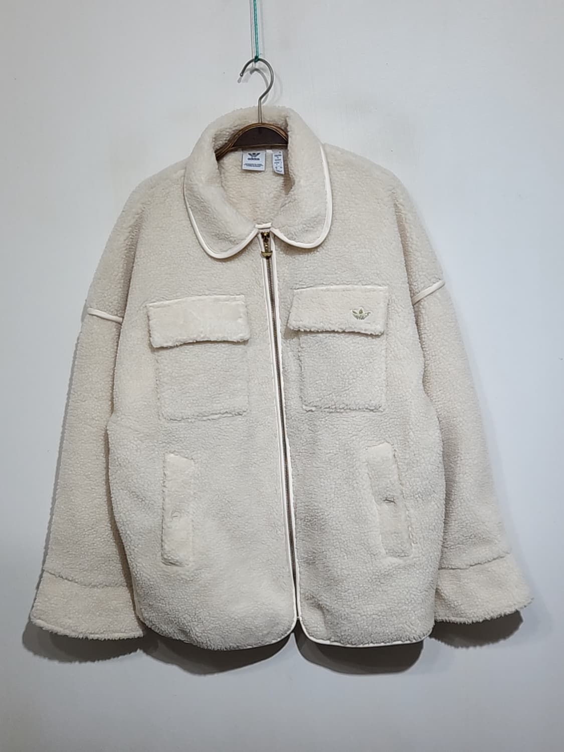 (XL) 아디다스 플리스 점퍼 아이보리 뽀글이 후리스 자켓  상품이미지1