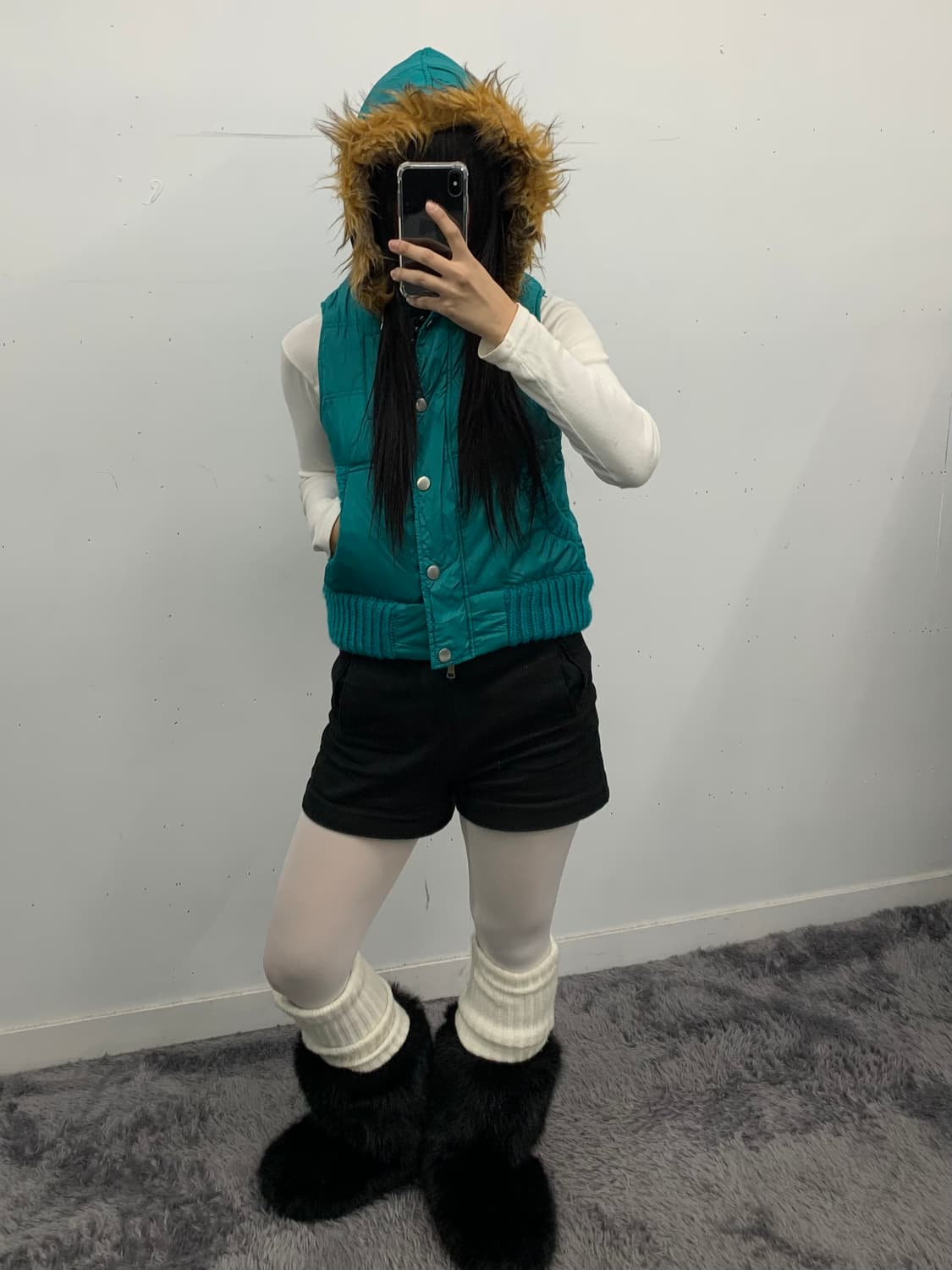 민트 Y2k 퍼 다운 베스트 상품이미지1