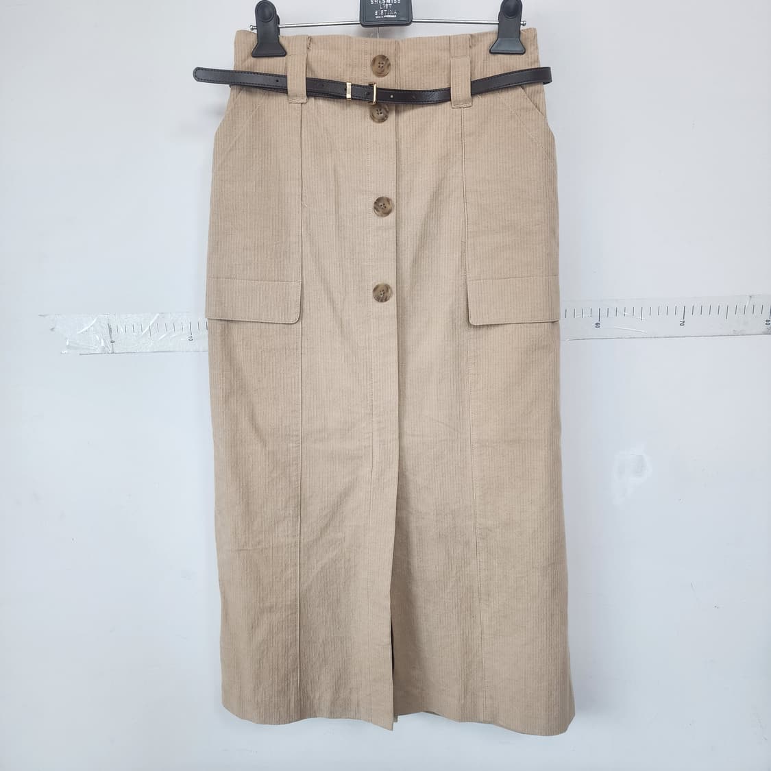 TAE JOON 베이지 코듀로이 벨트 스커트 상품이미지1