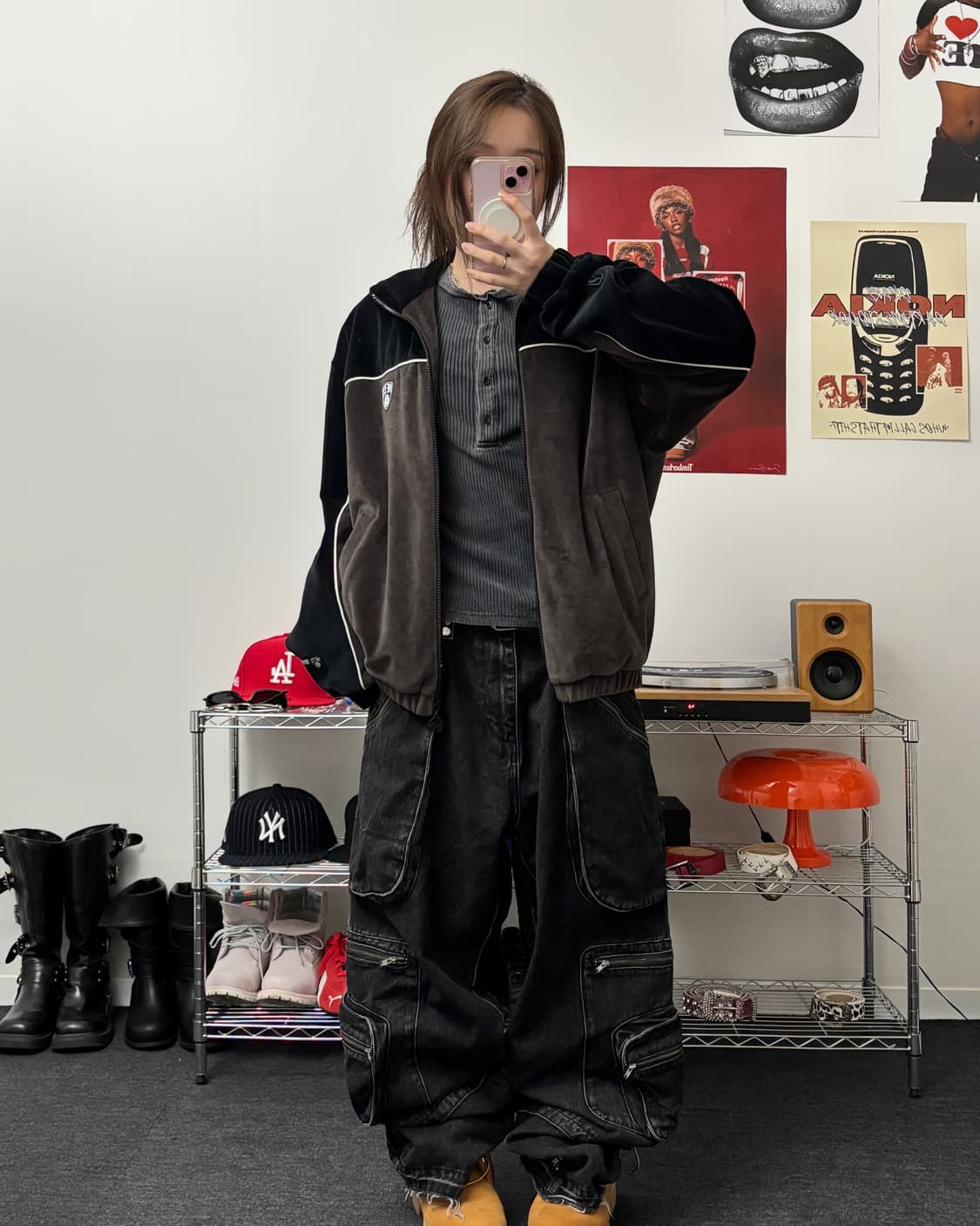 NBA 브루클린 네츠 벨벳 트랙탑 져지 상품이미지4