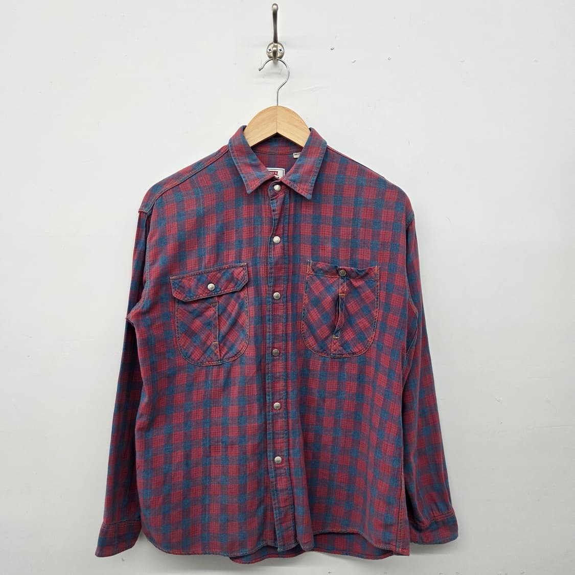 리바이스 레드/네이비 체크 남방 남m 상품이미지1