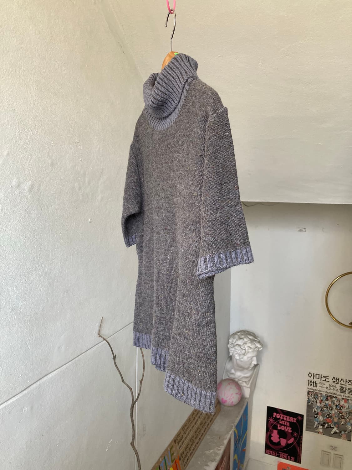 울 그레이•하늘 폴라 니트탑 상품이미지4