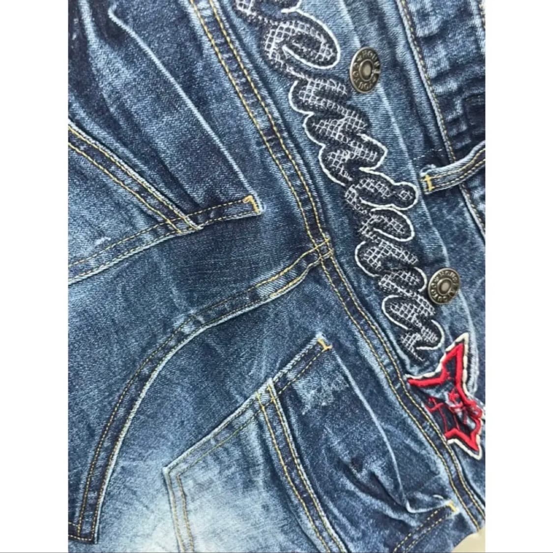 y2k 큐빅 갸루 스타일 청스커트 데님 치마 상품이미지4