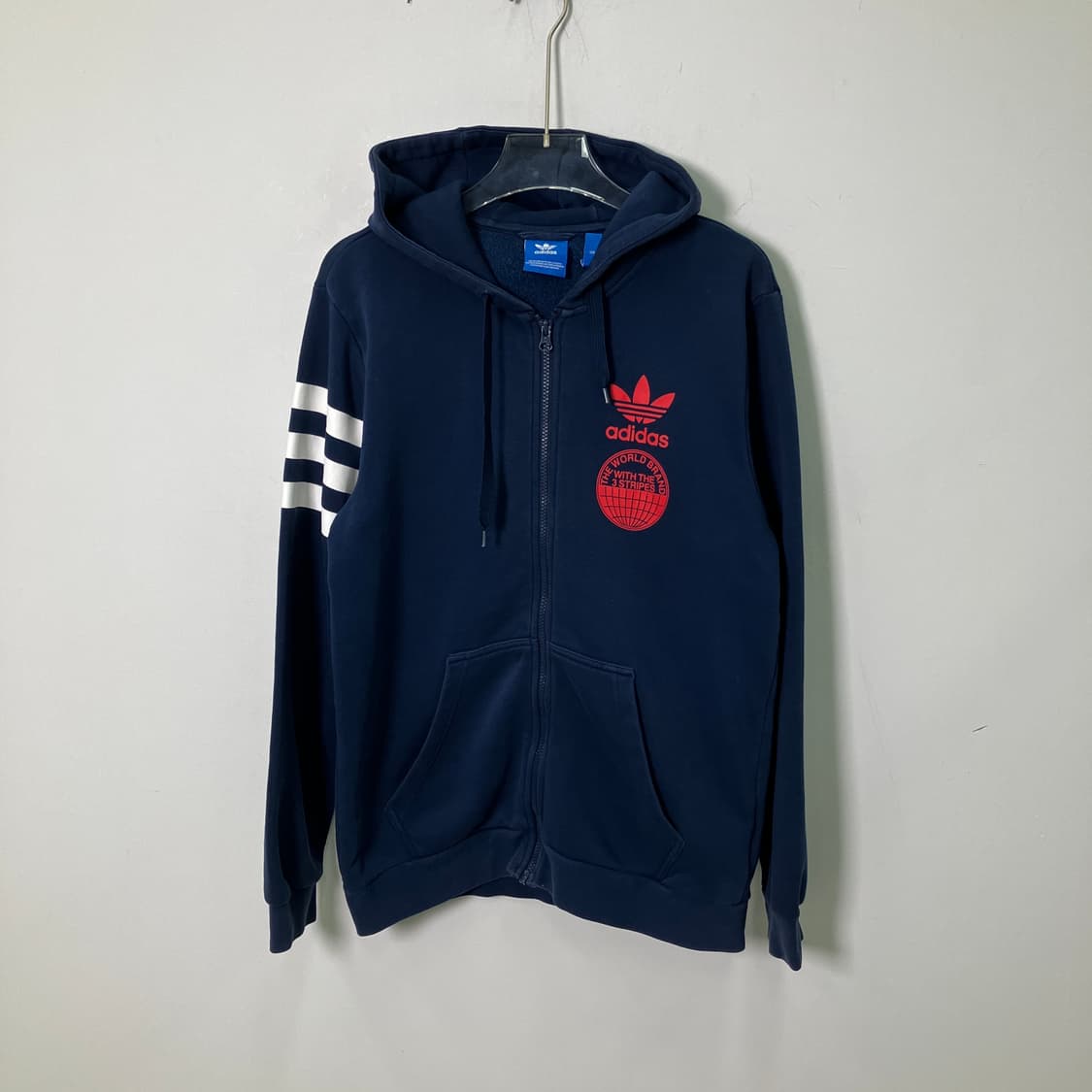 아디다스 네이비 로고 후드 집업 상품이미지1