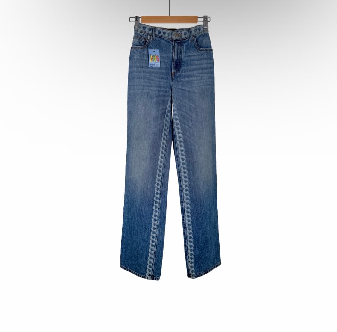 [34] 샤넬 여성 CC로고 사이드 데님 스키니진 팬츠 라이트 블루 리사 상품이미지1