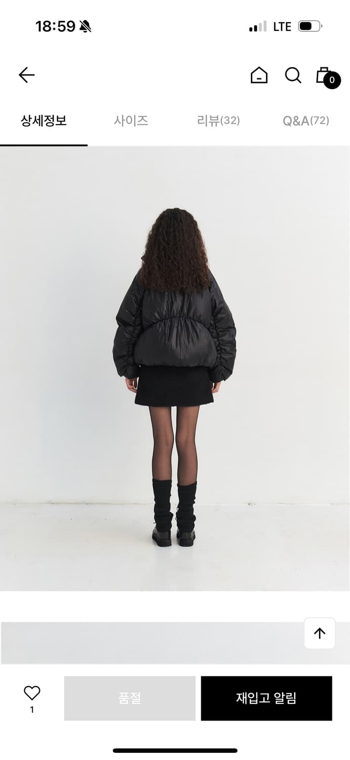 Mohan 하이넥 셔링 구스 다운 블랙 상품이미지4