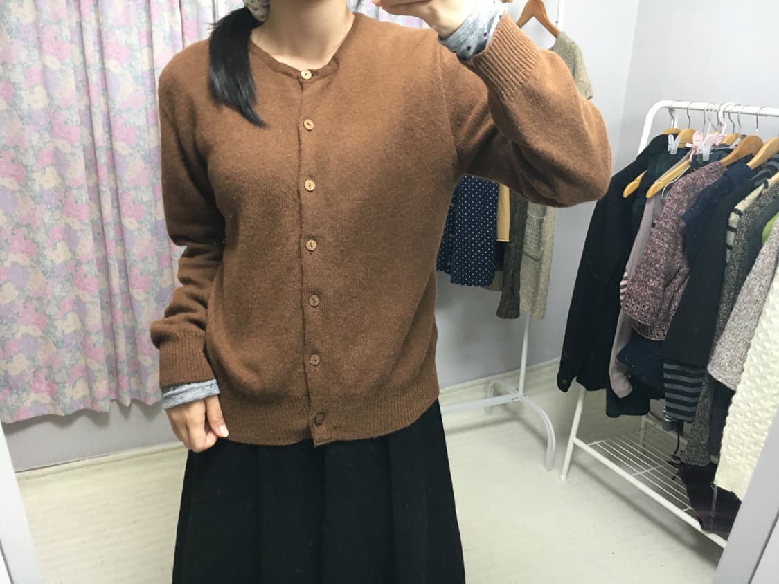 카멜 브라운 울 가디건 상품이미지4