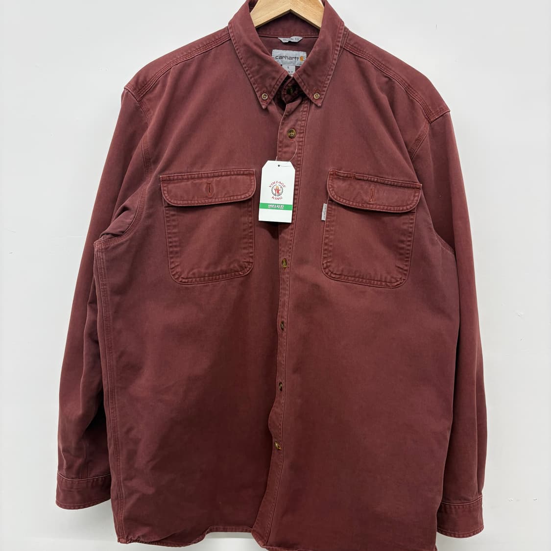 칼하트 버건디 긴팔 셔츠 남/L 상품이미지2