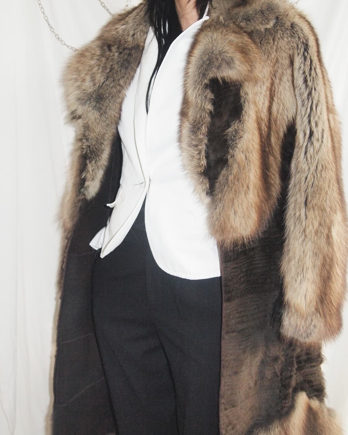 rare* 디올 존갈리아노 아트피스 패치워크 피셔 퍼 오버코트 상품이미지3