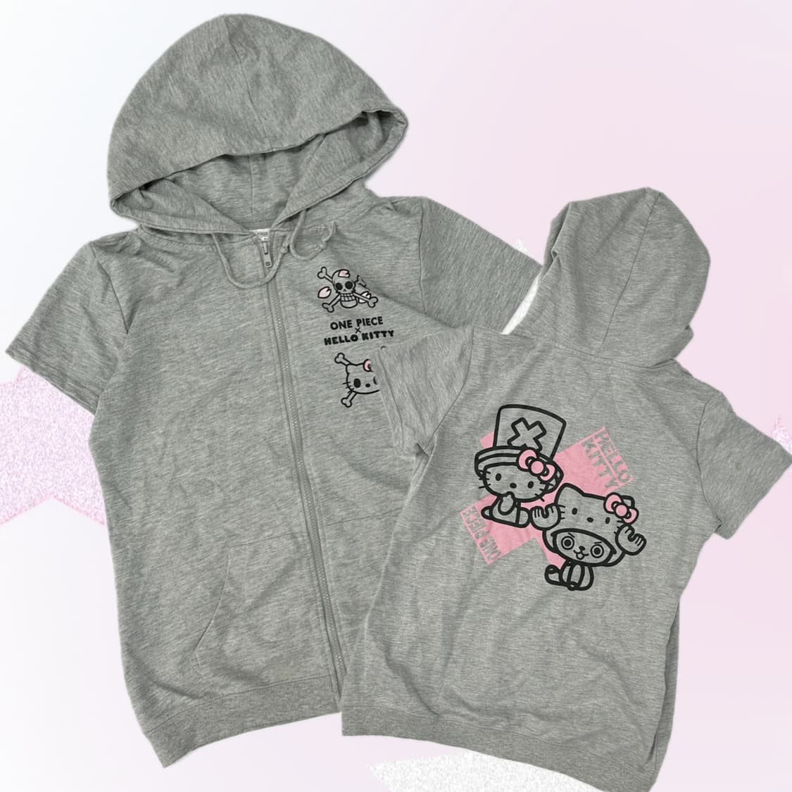 🎀산리오 해적단X헬로키티 콜라보 반팔 후드집업 🎀 괴짜 오네갸루  상품이미지1