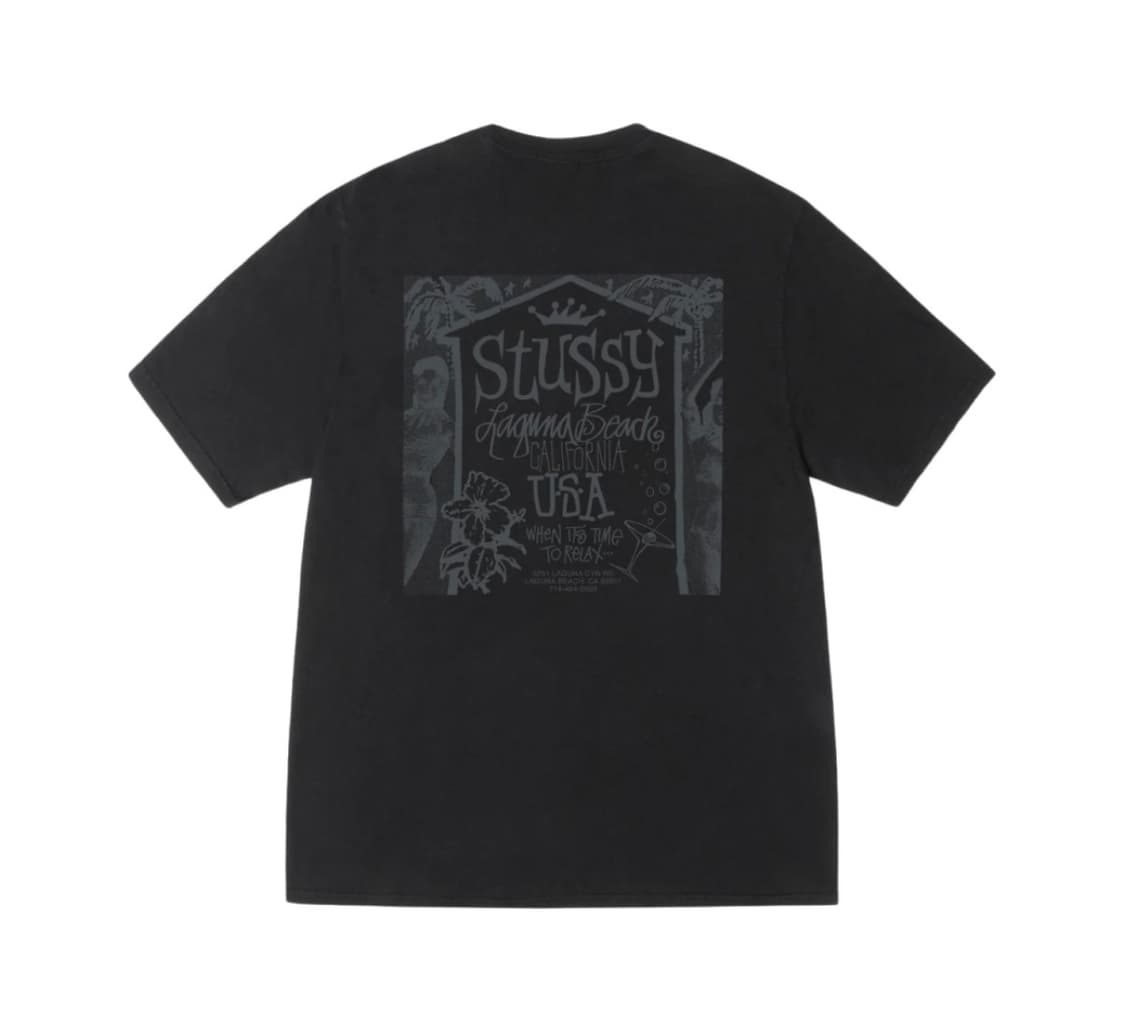 스투시 비치 하우스 피그먼트 다이드 티셔츠 블랙 상품이미지1
