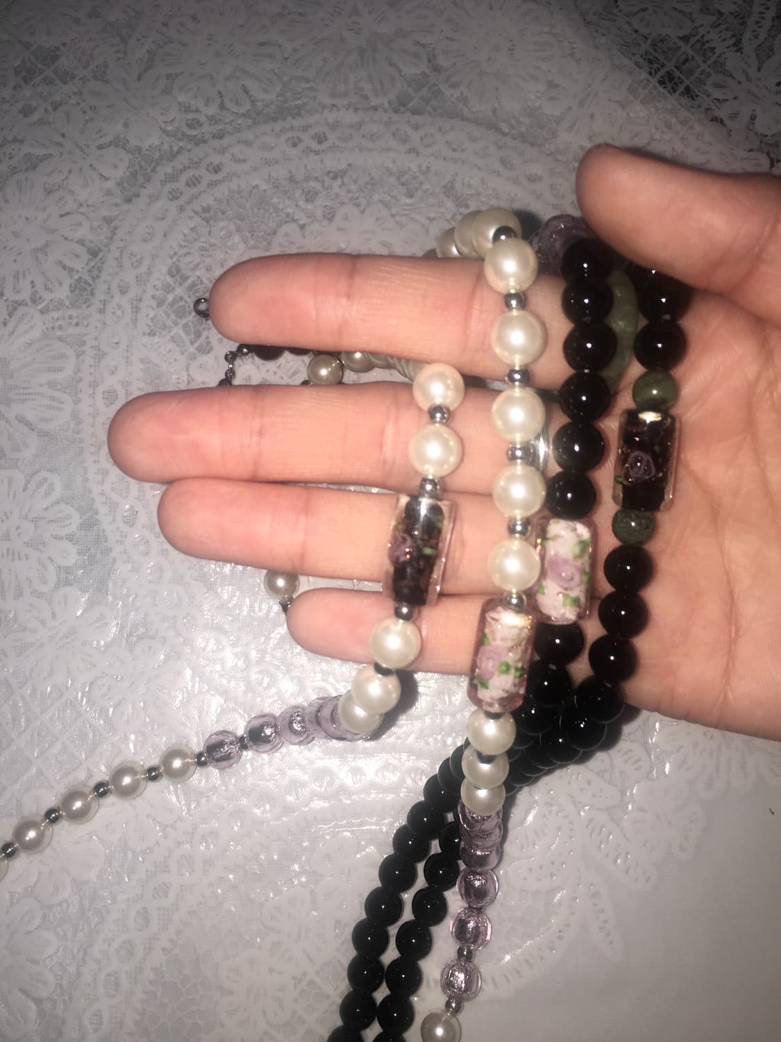 viburnum shop 오리엔탈 장미 초커 목걸이(블랙/옥) 상품이미지8