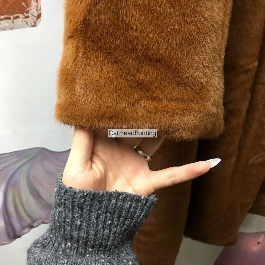 Camel maxi long fur coat 카멜 맥시 롱 퍼 코트 상품이미지7