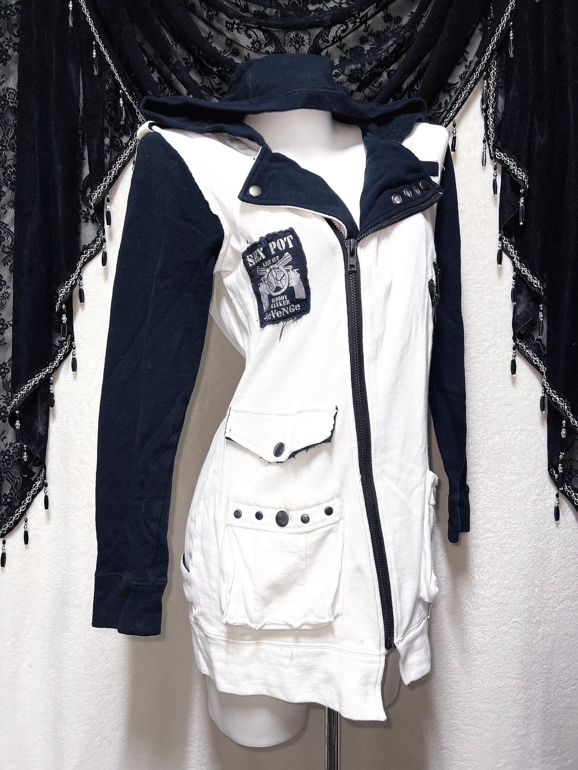 섹스팟리벤지 고스펑크 스컬 y2k 그런지 후드집업 자켓 emo 서브컬쳐 상품이미지4