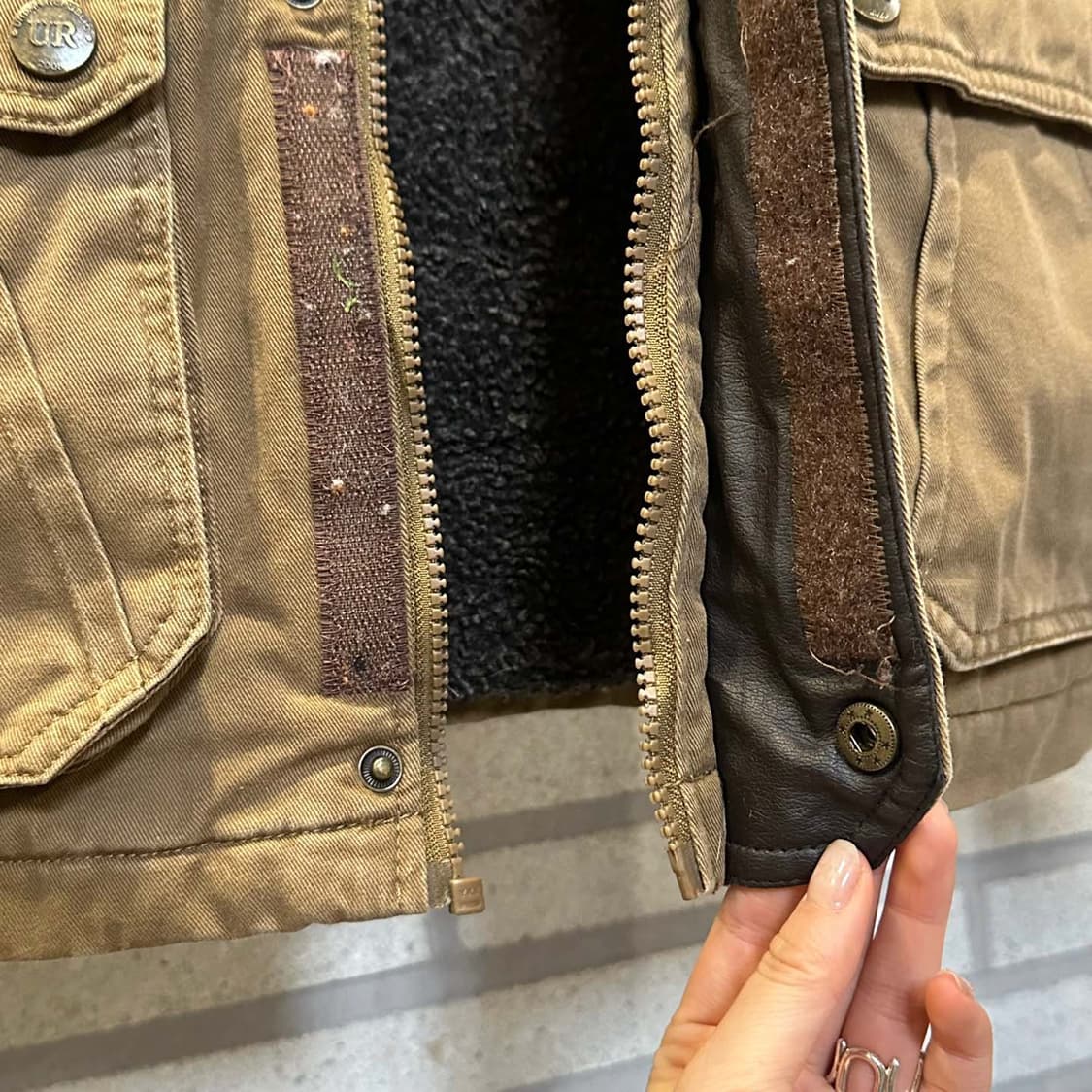 USA VINTAGE 후드 워크 자켓 쉐르파 안감 4포켓 디테일 베이지 상품이미지8