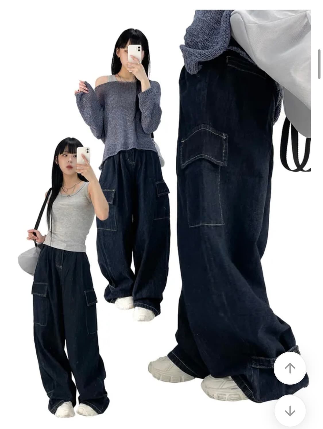 아쿠비클럽 snap indigo cargo denim pants 상품이미지1